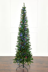 7.5' Christmas Pencil Pine Tree with 300 Color-Changing LED Lights
