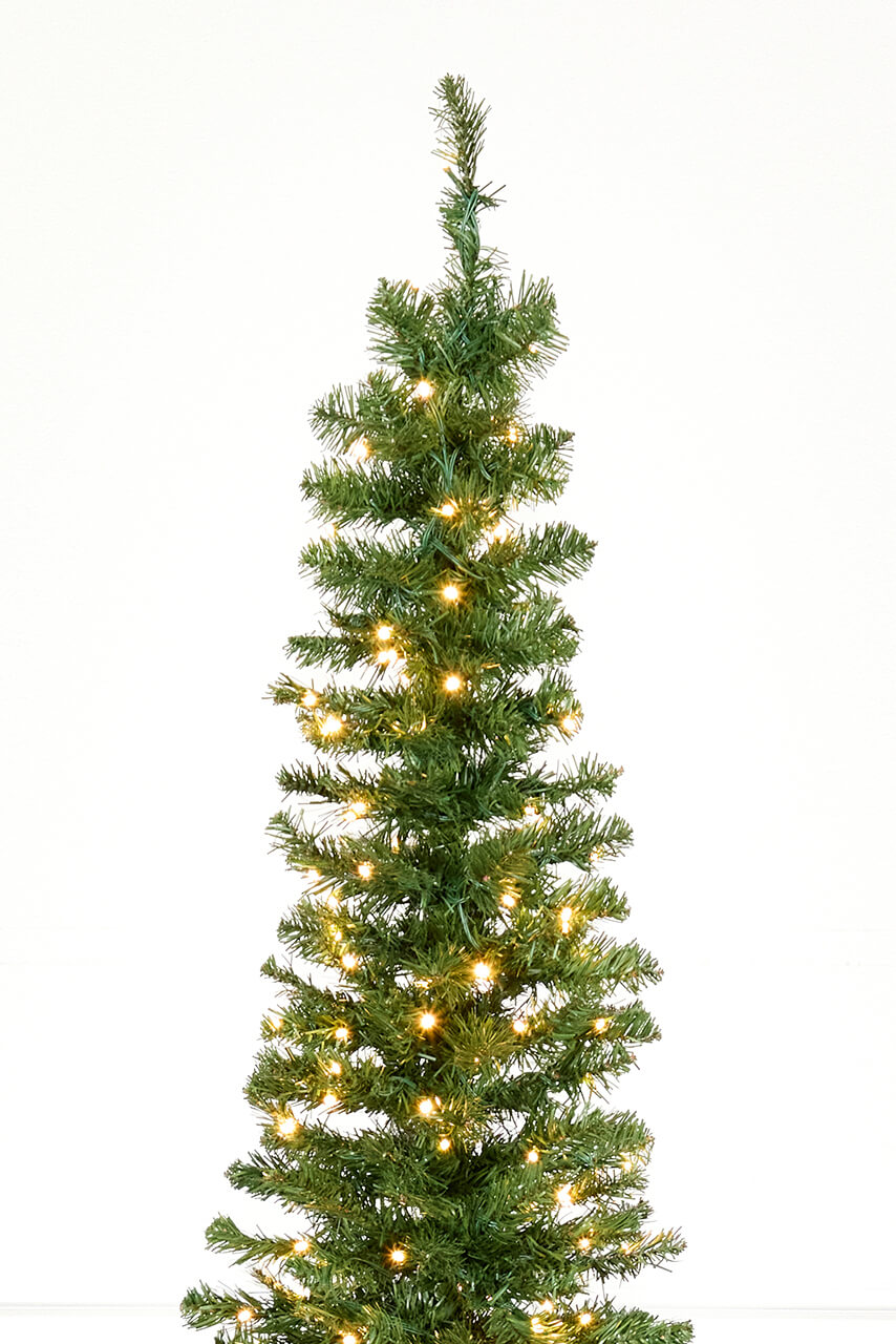 7.5' Christmas Pencil Pine Tree with 300 Color-Changing LED Lights