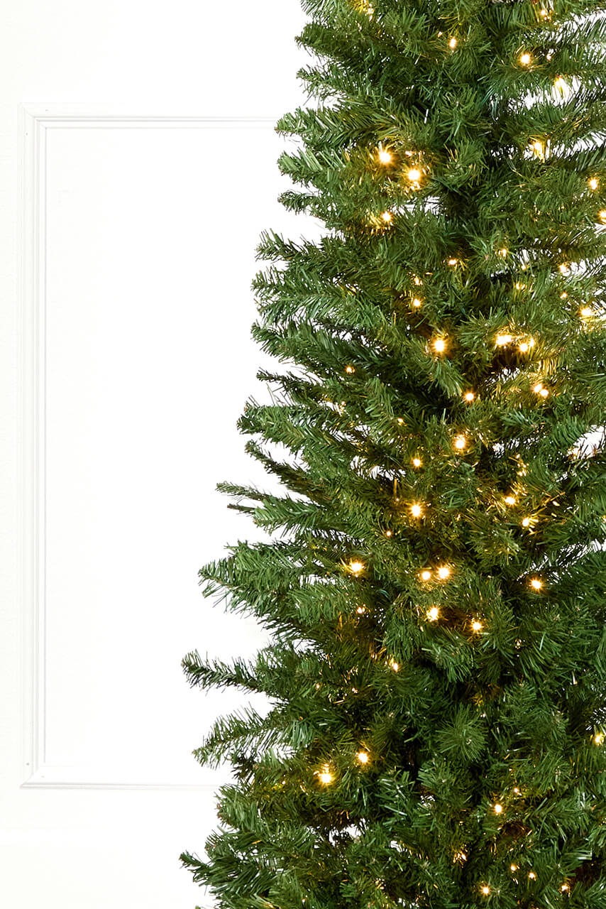 7.5' Christmas Pencil Pine Tree with 300 Color-Changing LED Lights