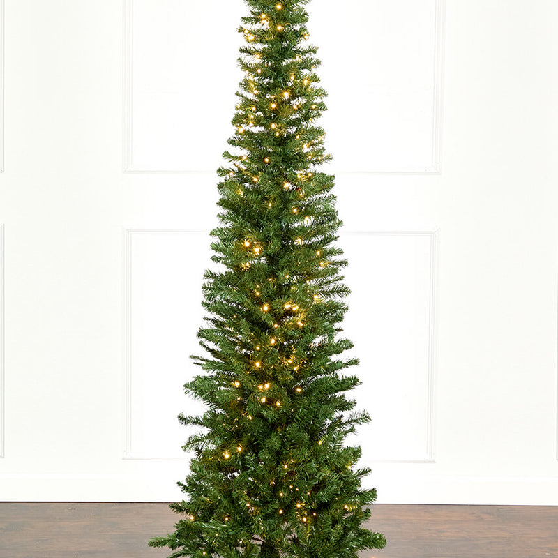 7.5' Christmas Pencil Pine Tree with 300 Color-Changing LED Lights