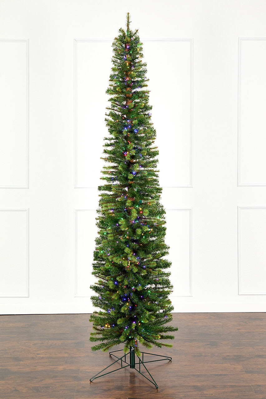 9' Slim Christmas Tree with 700 Color-Changing LED Lights