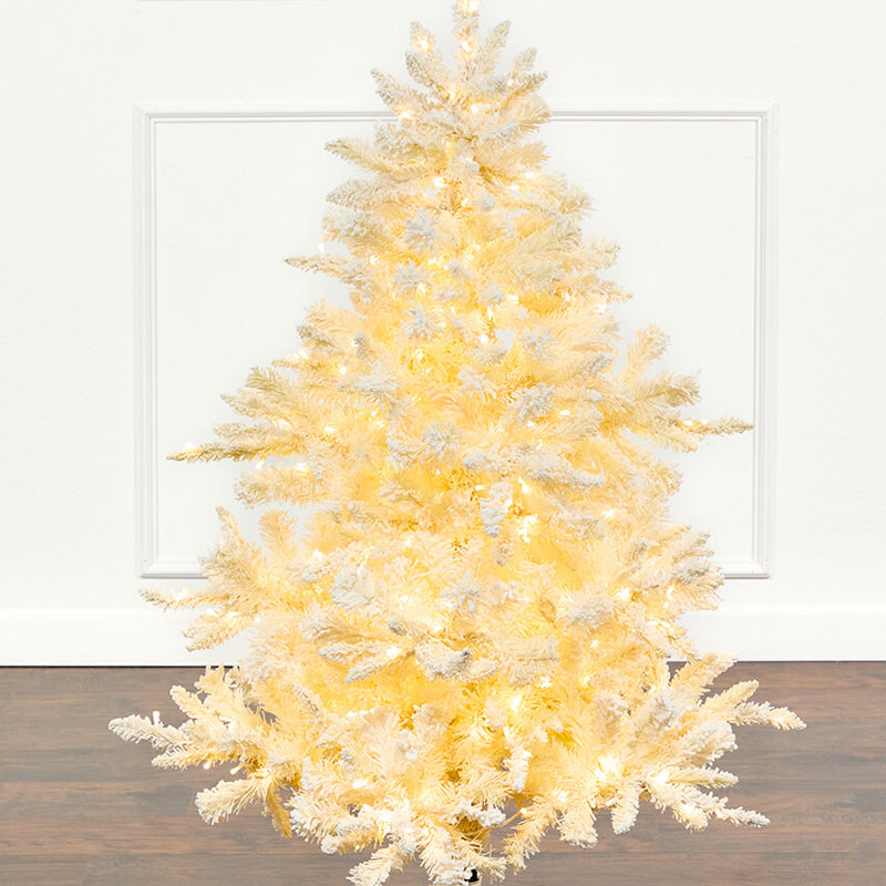 4.5' White Flocked Christmas Tree with 450 Warm White LED Lights