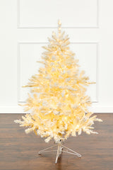 4.5' White Flocked Christmas Tree with 450 Warm White LED Lights