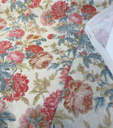 Daphne Tearose 100 Percent Cotton Duck Fabric - Floral Print, Pink Blue Beige Orange Brown, 54" Width (1 Yard)