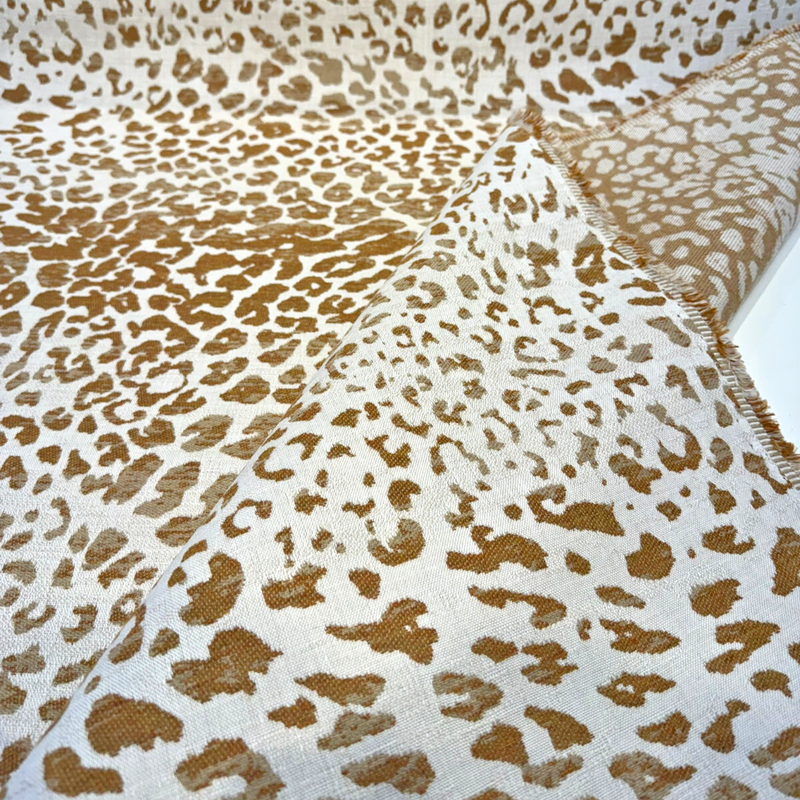 Sunbrella Instinct Toffee Leopard Acrylic Fabric - Beige, Brown, Tan Leopard Print, 54" Width (1 Yard)
