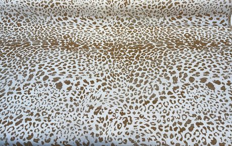 Sunbrella Instinct Toffee Leopard Acrylic Fabric - Beige, Brown, Tan Leopard Print, 54" Width (1 Yard)