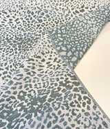 Sunbrella Instinct Willow Leopard Acrylic Fabric - Green, Blue-Gray, Off-White Leopard Print, 54" Width (1 Yard)
