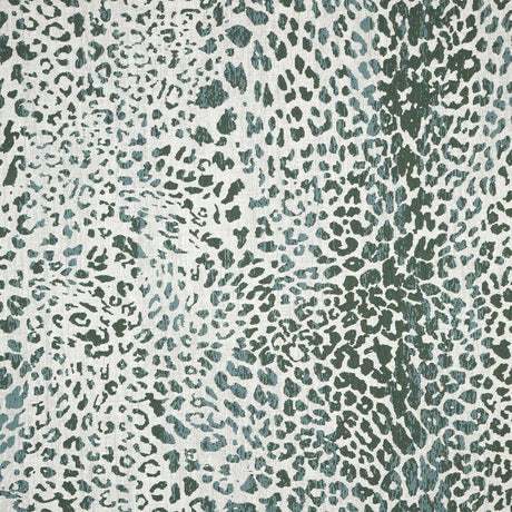 Sunbrella Instinct Willow Leopard Acrylic Fabric - Green, Blue-Gray, Off-White Leopard Print, 54" Width (1 Yard)