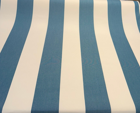 Explorer Sunbrella Peacock Stripe Acrylic Fabric - Peacock Teal And Off White Stripe, 54" Width (1 Yard)