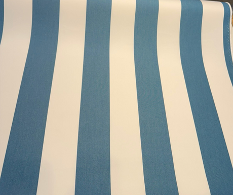 Explorer Sunbrella Peacock Stripe Acrylic Fabric - Peacock Teal And Off White Stripe, 54" Width (1 Yard)