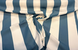 Explorer Sunbrella Peacock Stripe Acrylic Fabric - Peacock Teal And Off White Stripe, 54" Width (1 Yard)