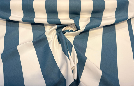 Explorer Sunbrella Peacock Stripe Acrylic Fabric - Peacock Teal And Off White Stripe, 54" Width (1 Yard)
