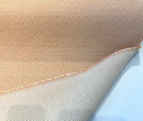 Posh Persimmon Sunbrella Herringbone Acrylic Fabric - Orange Herringbone Chevron, 54" Width (1 Yard)