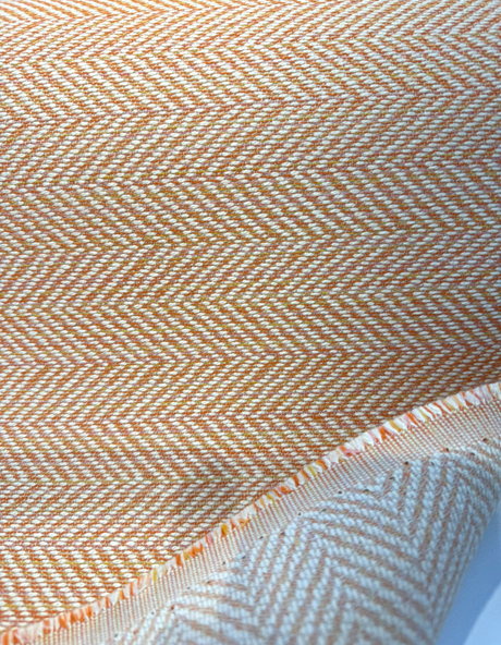Posh Persimmon Sunbrella Herringbone Acrylic Fabric - Orange Herringbone Chevron, 54" Width (1 Yard)