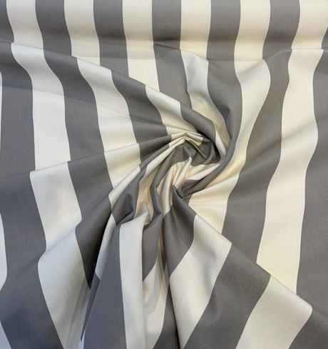 Sunbrella Townsend Taupe Acrylic Fabric - Taupe And Ivory Wide Stripe, 54" Width (1 Yard)
