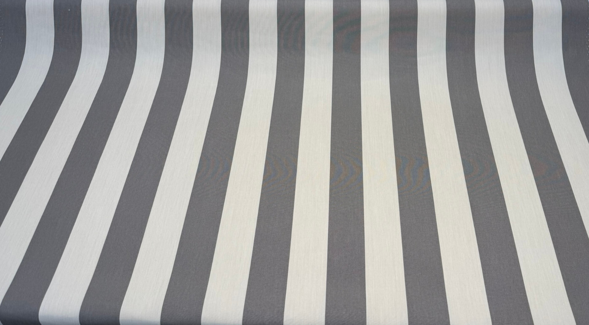 Sunbrella Townsend Taupe Acrylic Fabric - Taupe And Ivory Wide Stripe, 54" Width (1 Yard)