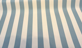 Townsend Spa Blue Stripe Sunbrella Acrylic Fabric - Spa Blue And Ivory Wide Stripe, 54" Width (1 Yard)