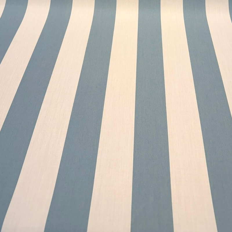 Townsend Spa Blue Stripe Sunbrella Acrylic Fabric - Spa Blue And Ivory Wide Stripe, 54" Width (1 Yard)