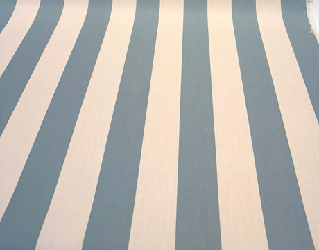 Townsend Spa Blue Stripe Sunbrella Acrylic Fabric - Spa Blue And Ivory Wide Stripe, 54" Width (1 Yard)