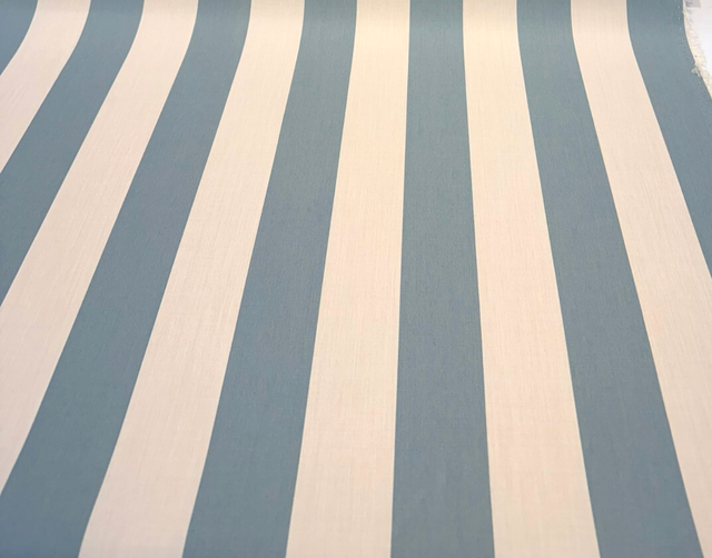 Townsend Spa Blue Stripe Sunbrella Acrylic Fabric - Spa Blue And Ivory Wide Stripe, 54" Width (1 Yard)