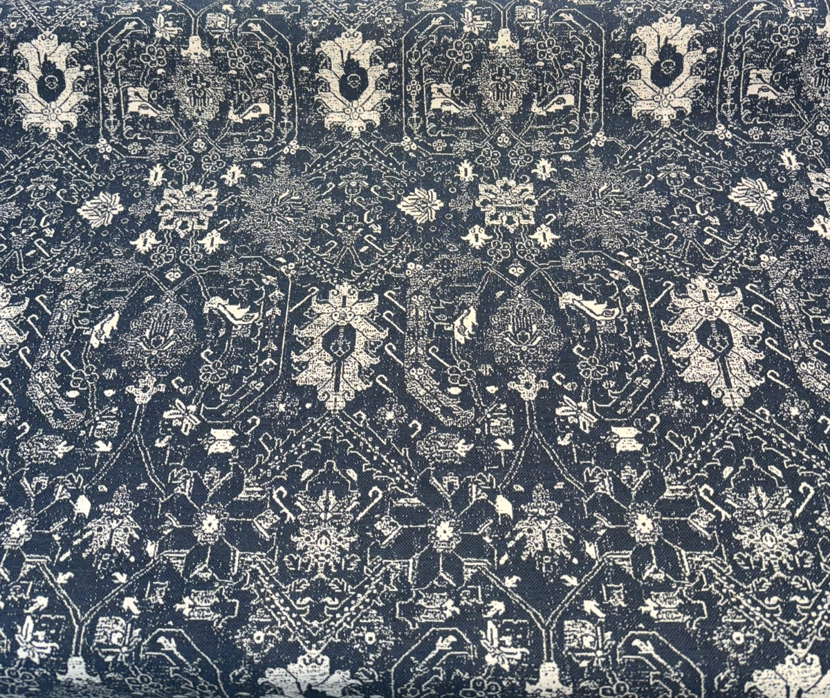 Sunbrella Attribute Acrylic Fabric - Indigo Blue Damask, 54" Width (1 Yard)