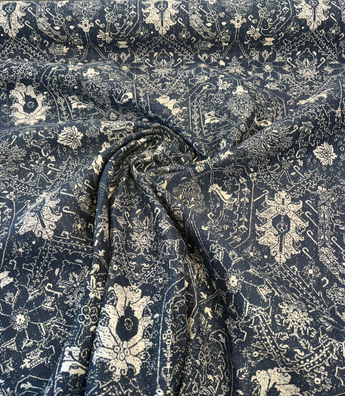 Sunbrella Attribute Acrylic Fabric - Indigo Blue Damask, 54" Width (1 Yard)