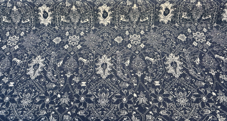 Sunbrella Attribute Acrylic Fabric - Indigo Blue Damask, 54" Width (1 Yard)