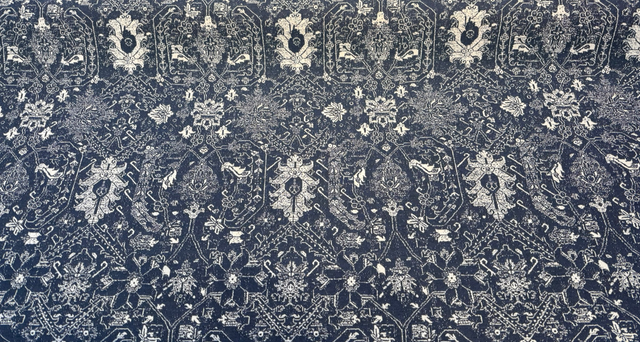 Sunbrella Attribute Acrylic Fabric - Indigo Blue Damask, 54" Width (1 Yard)