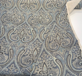 Waverly Quiet Place Cotton Linen Blend Fabric - Ink Blue Damask, 54" Width, 17.75" Vertical Repeat, 13.5" Horizontal Repeat (1 Yard)