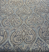 Waverly Quiet Place Cotton Linen Blend Fabric - Ink Blue Damask, 54" Width, 17.75" Vertical Repeat, 13.5" Horizontal Repeat (1 Yard)