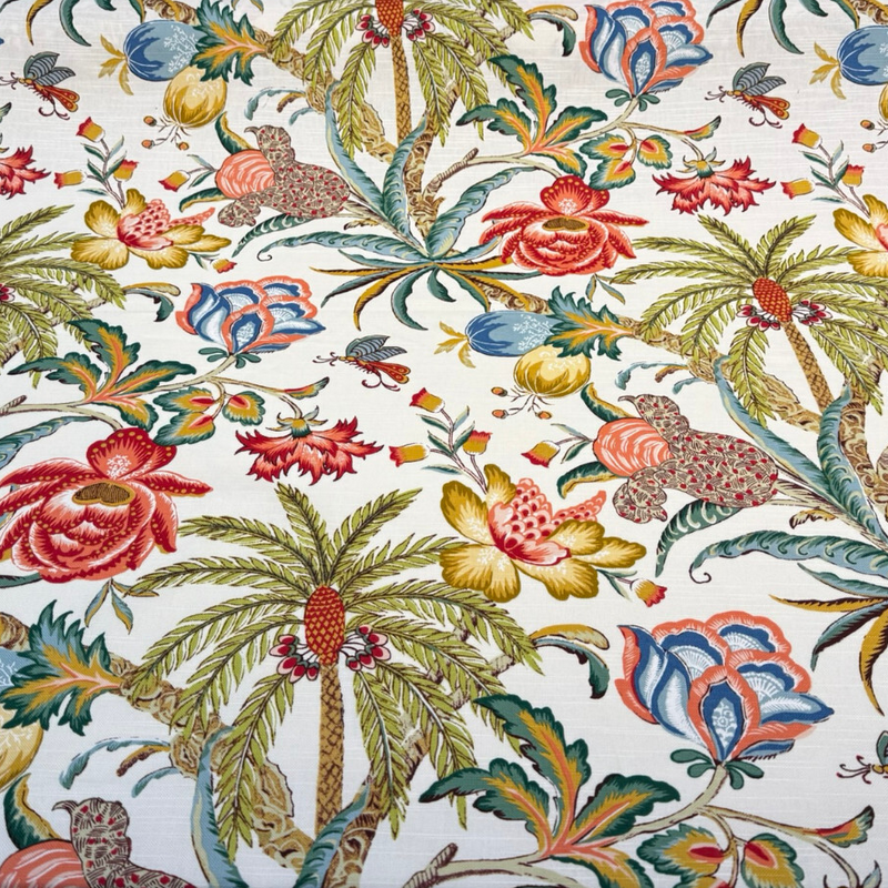 Fiji Flora Gardenia Cotton Fabric - Tropical Floral Print, 54" Width (By The Yard)