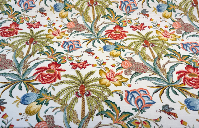 Fiji Flora Gardenia Cotton Fabric - Tropical Floral Print, 54" Width (By The Yard)