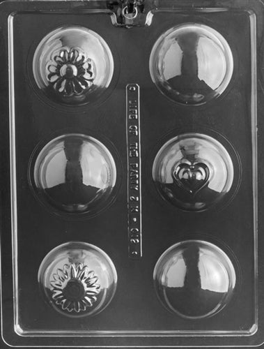 Heart and Flowers Cocoa or Bath Bomb Chocolate Mold - LPZM012