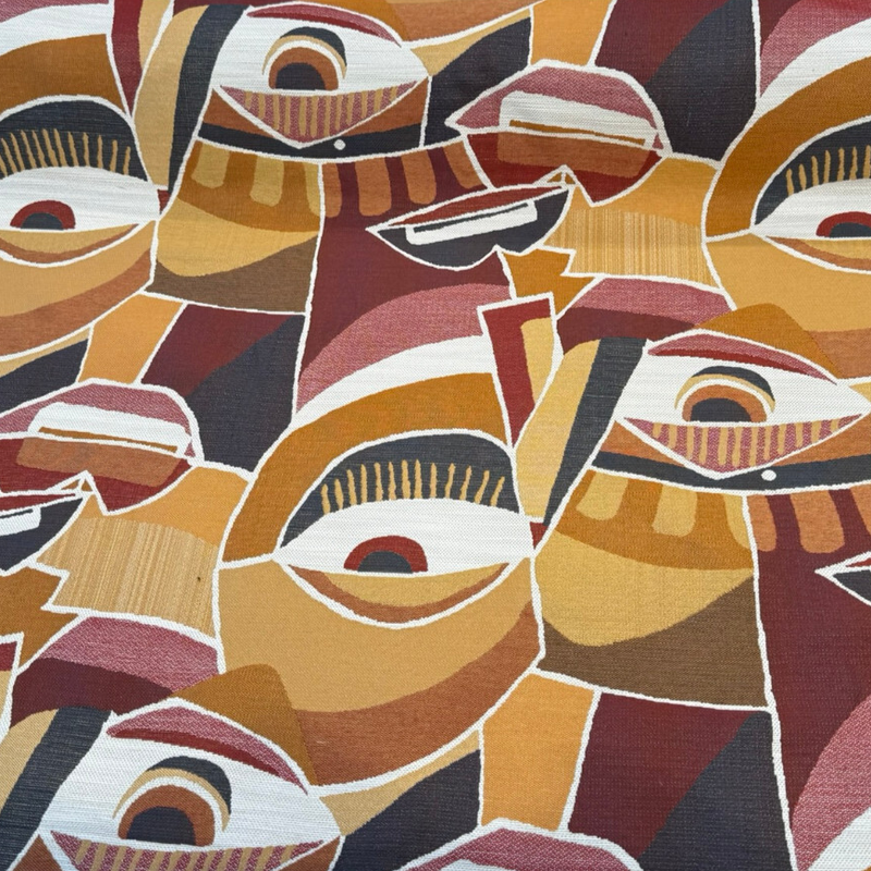 Evil Eye Spero Jacquard Fabric - Persimmon Abstract Geometric, 58" Width (1 Yard)
