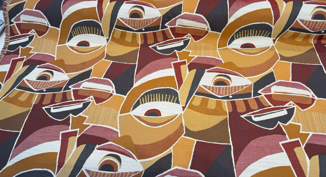 Evil Eye Spero Jacquard Fabric - Persimmon Abstract Geometric, 58" Width (1 Yard)