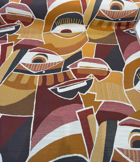 Evil Eye Spero Jacquard Fabric - Persimmon Abstract Geometric, 58" Width (1 Yard)