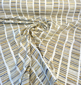 Blackbook Goldenrod Chenille Upholstery Fabric - Goldenrod, Ivory, Charcoal, Taupe Vertical Stripe, 55" Width (1 Yard)