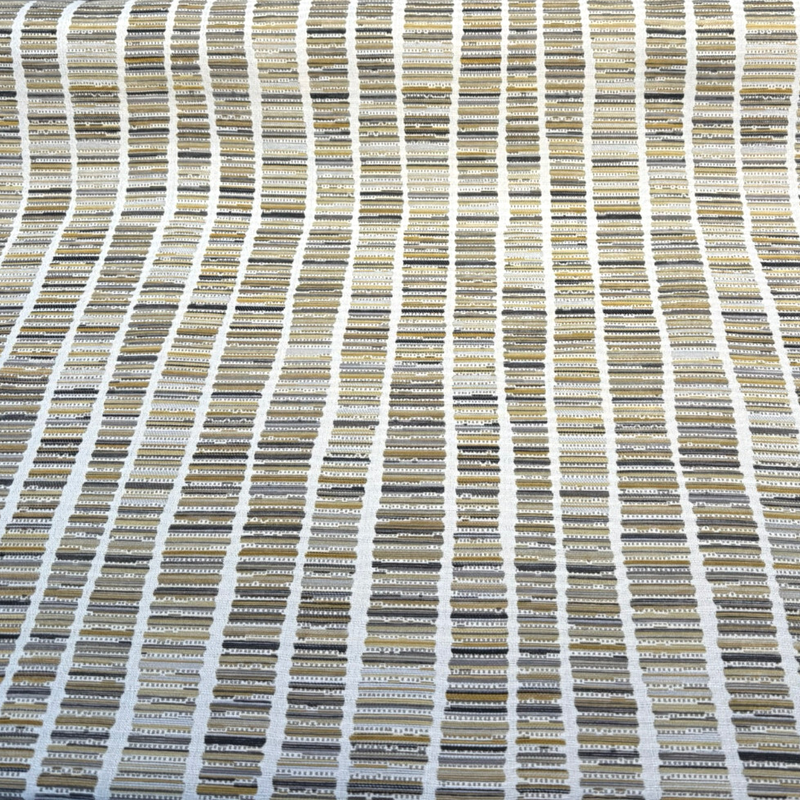 Blackbook Goldenrod Chenille Upholstery Fabric - Goldenrod, Ivory, Charcoal, Taupe Vertical Stripe, 55" Width (1 Yard)