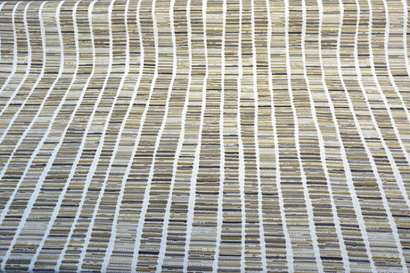 Blackbook Goldenrod Chenille Upholstery Fabric - Goldenrod, Ivory, Charcoal, Taupe Vertical Stripe, 55" Width (1 Yard)