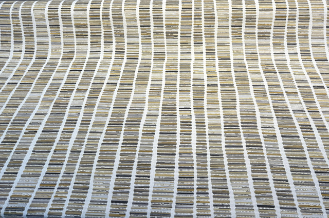 Blackbook Goldenrod Chenille Upholstery Fabric - Goldenrod, Ivory, Charcoal, Taupe Vertical Stripe, 55" Width (1 Yard)