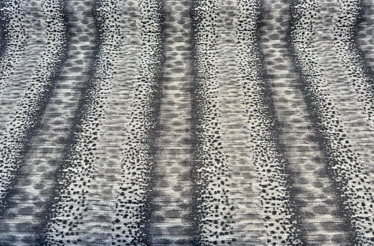 Swavelle Micado Shadow Animal Skin Chenille Upholstery Chenille Fabric - Charcoal, Black, Ivory, Grey Abstract Animal Skin, 58" Width (1 Yard)