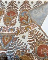 Swavelle Pear Up Russet Chenille Upholstery Fabric - Large Paisley Floral Damask, Russet, Gold, Dusty Blue, 56.5" Width (1 Yard)
