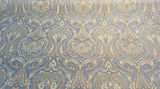 Waverly Clubroom Paisley Damask Lagoon Chenille Fabric - Lagoon Blue, Taupe, Ivory, Beige, Soft Gold, 54" Width (1 Yard)