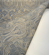 Waverly Clubroom Paisley Damask Lagoon Chenille Fabric - Lagoon Blue, Taupe, Ivory, Beige, Soft Gold, 54" Width (1 Yard)
