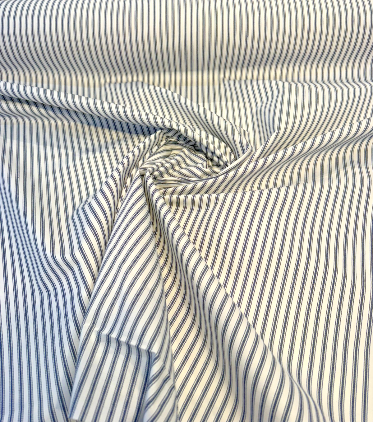 Classic Ticking Navy Blue 100 Percent Cotton Fabric - Navy Blue And White Horizontal Stripe, 54" Width (1 Yard)