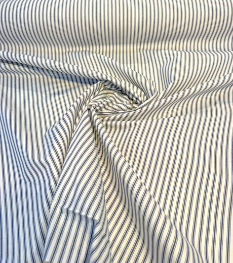Classic Ticking Navy Blue 100 Percent Cotton Fabric - Navy Blue And White Horizontal Stripe, 54" Width (1 Yard)