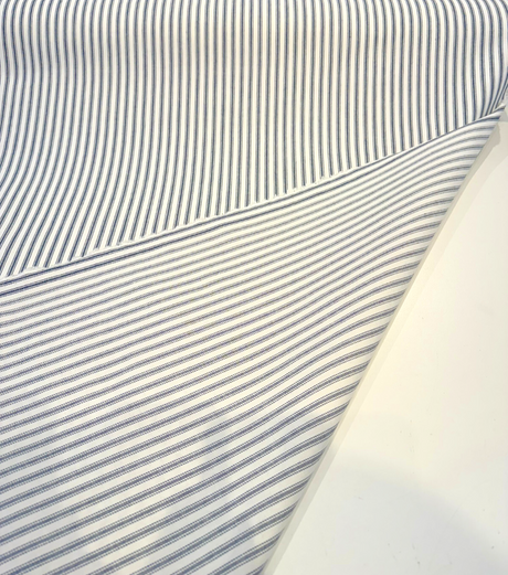 Classic Ticking Navy Blue 100 Percent Cotton Fabric - Navy Blue And White Horizontal Stripe, 54" Width (1 Yard)
