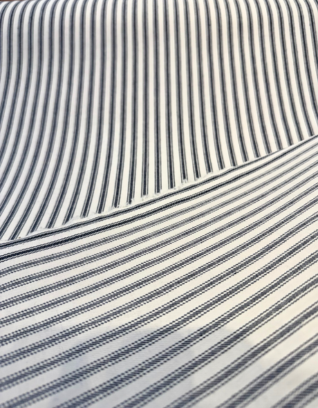 Classic Ticking Navy Blue 100 Percent Cotton Fabric - Navy Blue And White Horizontal Stripe, 54" Width (1 Yard)