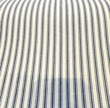 Classic Ticking Navy Blue 100 Percent Cotton Fabric - Navy Blue And White Horizontal Stripe, 54" Width (1 Yard)