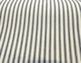 Classic Ticking Navy Blue 100 Percent Cotton Fabric - Navy Blue And White Horizontal Stripe, 54" Width (1 Yard)